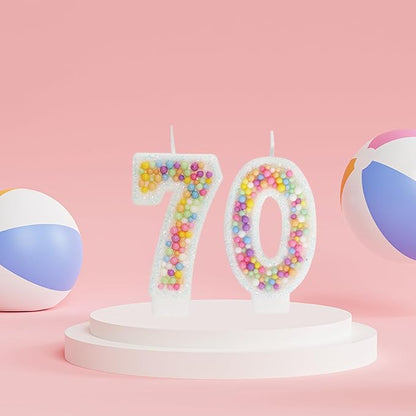 70th Birthday Candle for Cake, Colorful Macaron Numeral Candles for Women/Girl, Theme Birthday Party Cake Decorations, Cake Topper for Birthday Party Supplies (Number 70)