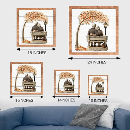 Growing Old Together Wooden Sign, Gifts for Him Her Wife Husband, Custom Wood Art Plaque Anniversary Couples Gift, Decor Valentine Christmas Gift For Parents, Grandparents Decorations Sign 39