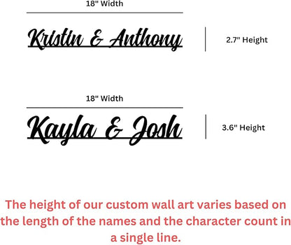 Personalized Metal Couples Sign – Custom Romantic Home Décor Featuring Two Names, Elegant Bedroom Accent for Weddings, Anniversaries, or Engagement Celebrations