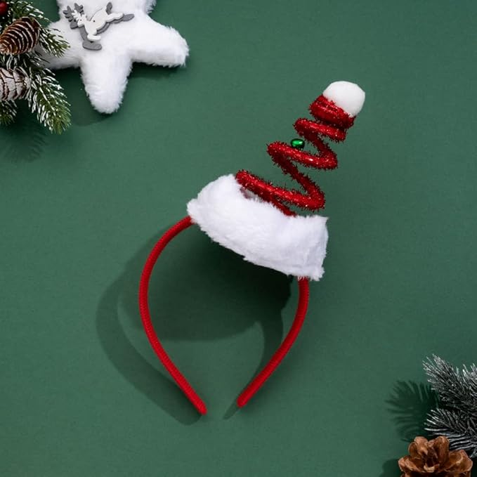 Madison Tyler Red Christmas Tree Headband for Women | Cute Spiral Triangle Christmas Tree | Lightweight Party Headband