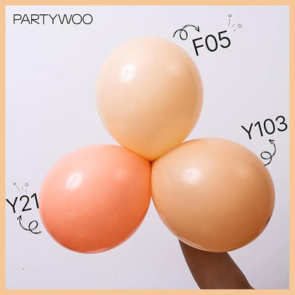 PartyWoo Nude Balloons 101pcs 12 Inch Apricot Boho Fall Neutral Latex Helium Balloons for Graduation Wedding Anniversary Birthday Boy Baby Shower Woodland Boho Theme Party Decorations Brown-F05