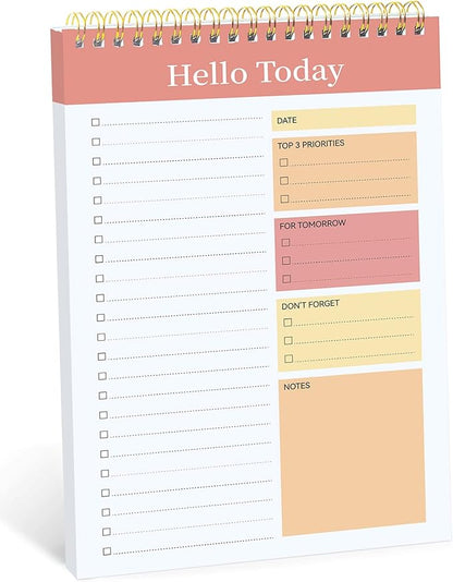 Taja To Do List Notepad - To Do List Notebook for Work with 52 Sheets, 9.8" x 6.5", Undated Daily Planner Perfect for Daily Tasks and Goal Setting, Notepad Suitable for Office, Home & School - Pink