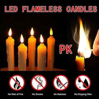 6 Pcs Flameless Taper Candles LED Taper Candles Flickering with Remote Timer Dimmer Ivory LED Candlestick for Halloween Christmas Wedding Church Easter Party Decor Table Centerpiece, 6.1 in