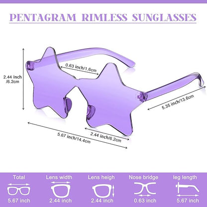 Cindeer 40 Pairs Rimless Star Shape Sunglasses Colorful Transparent Sunglasses Pentagram Glasses for Party