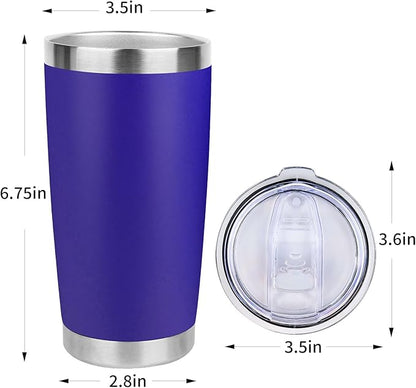 20oz Stainless Steel Tumbler Bulk with Lid, Travel Mug - Double Wall Vacuum Powder Coated Cup - Dark Blue, 6 Pack