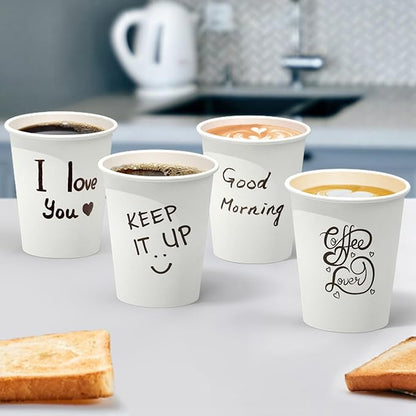 100 Count 8 oz Coffee Cups, Leak-Free Food Safe Paper Cups 8 oz, Disposable 8oz White Paper Cups for Cold and Hot Drinks