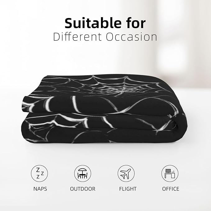 Gothic Spider Web Blanket - Perfect for Gothic Room Decor,Spooky Home Decor, Ideal Gothic Decor Accent,Black Horror Blanket, Soft Flannel for Couch, Bed, and Haunted Mansion Use (80" x 60")