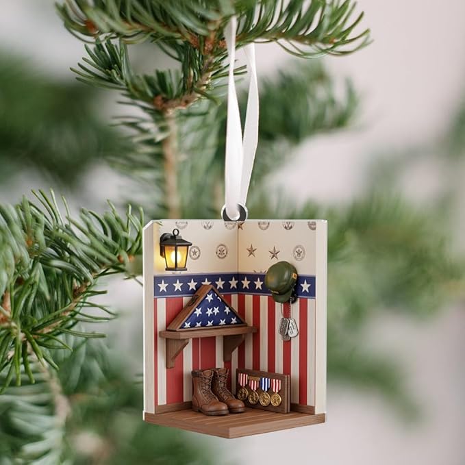 Custom Veteran Ornament, Personalized Military Christmas Tree Decorations, Patriotic Folded Flag Christmas Ornaments, Memorial Gifts for Veterans and Soldiers