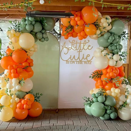 162pcs Little Cutie Baby Shower Decorations, Orange Sage Green Nude White and Confetti Balloons for Little Cutie Baby Shower Fruit Theme Birthday Party Decorations