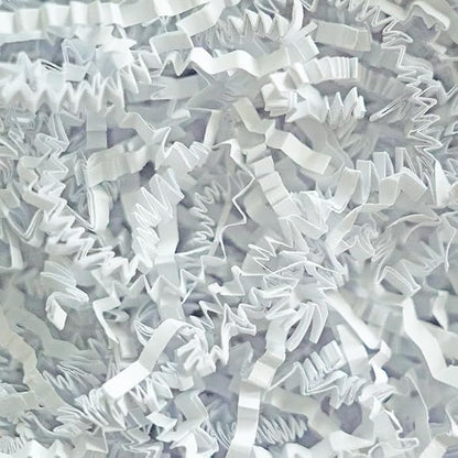 Bobobag - 1LB Crinkle Cut Paper Shred Filler Recyclable Gift Wrap Confetti Raffia Grass Shred Paper for Easter Baskets Filler Creative Eggs Decor (White)