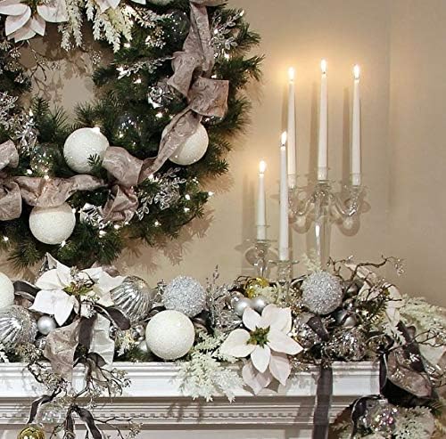 D'light Online Very Tall White Taper Candles, Premium Quality Candles Hand-Dipped, Dripless, Smokeless Paraffin Wax and Unwrapped Bulk Pack for Events - Set of 12 (15 Inch, White)