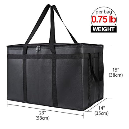 Bodaon Insulated Food Delivery Bag, XXXL Pizza Delivery Bags for Hot and Cold Food, Commercial, Large Capacity Reusable Warming Bag, Catering Cooler Bag for Rideshare, Warmers for Parties (Black, 1Pk)