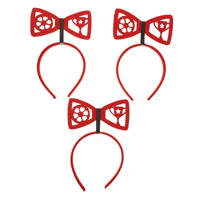 LIFKOME 3pcs Football Head Boppers Soccer Themed Hairbands with Bowknot Design for Festival Party Cheerleading Sports Accessories