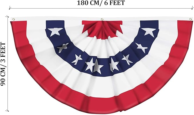 American Flag Bunting Patriotic Pleated Fan Flag USA Flags with Brass Grommets and Zip Ties for 4th of July Memorial Day Decoration Outdoor (4, 3x6 Feet)