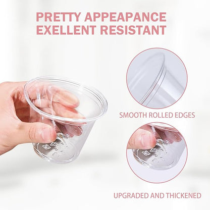 500 Pack 9 oz Clear Plastic Cups, Thickened Disposable Drink Clear Cups for Party, Higher Heat Resistance Drinking Cup for Wine, Juice, Fruit and Cold/Hot Beverages