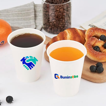 Custom Paper Cups, Personalized Disposable Cups With Photo/Logo/Text, Custom Logo Printed Paper Coffee Cup for Company Office Coffee Shop Party Wedding Events, 8oz/12oz/16oz