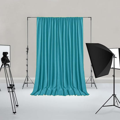 Hiasan Turquoise Backdrop Curtains for Parties, Polyester Photography Backdrop Drapes for Family Gatherings, Wedding Decorations, 5ftx8ft, Set of 2 Panels