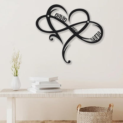 Pamaheart Customized Infinity Heart Metal Wall Decor, Unique Infinity Heart Wall Art, Love Sign Plaque, Steel Art, Geometric Bedroom Ornaments, Cut Out for Home Wedding Decor