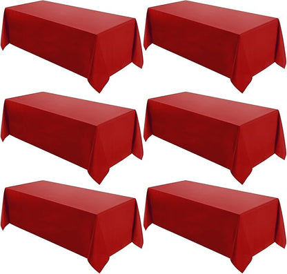 VidaFete Tablecloth 6 Pack 90 * 132inch Rectangle Table Cloth Polyester, Stain Wrinkle Resistant Polyester Dining Table Cover for Kitchen Dinning Party Wedding Rectangular Buffet Decoration(Red)