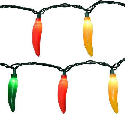 Christmas Chili Pepper Lights Multicolor, 13.6FT Chili Lights with 35 Red Green Yellow Chili Pepper Bulbs for Outdoor Indoor Kitchen Garden Patio Christmas Mexican Party Decor