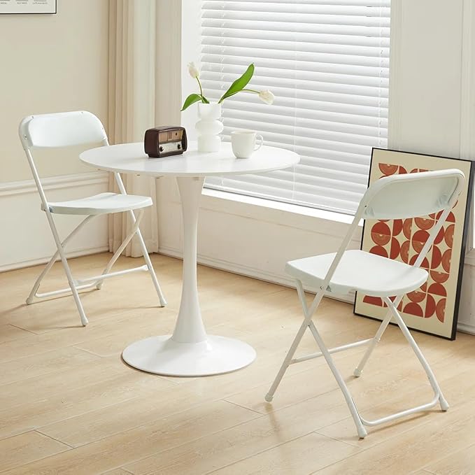 SEALAMB Plastic Folding Chairs 30 Pack, White Commercial Portable Indoor/Outdoor Chairs for Home Office, Wedding, Events Parties with Steel Frame, 350lbs Capacity (White-Plastic, 30 Pack)