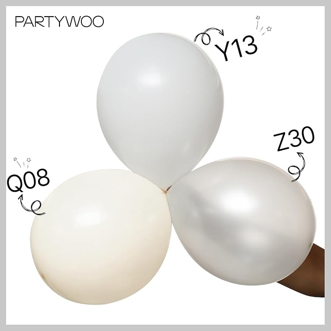 PartyWoo Pearl White Balloons 101pcs 12 Inch Metallic White Latex Balloon for Anniversary Retirement Wedding Graduation Baby Shower Birthday Gender Reveal Engagement Tea Party Decorations White-Z30