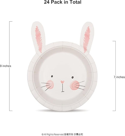 Cheerland Bunny Birthday Decoration Paper Plate for Easter Rabbit Party Decorations Pink Gender Reveal Party Decorations Baby Shower Some Bunny is One Spring Funny Garden Tea Party Supplies Pack of 24
