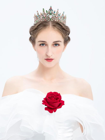 COCIDE Bronze Tiara and Crown for Women - Baroque Crystal Queen Crown - Rhinestone Princess Hair Accessories for Bride, Wedding, Birthday Party