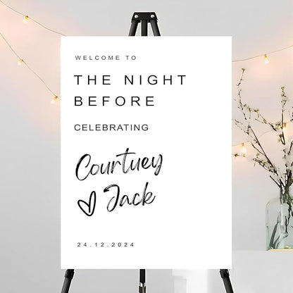 Personalized Rehearsal Dinner Welcome Sign, The Night Before Welcome Sign, Wedding Rehearsal Party Home Decor, Rehearsal Dinner Sign, Elegant Welcome Sign, Wedding Decorations Ceremony #16