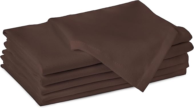 Encasa XO Dark Taupe Cloth Napkins Set of 6, 17"x17" | Solid Color Cotton Dinner Napkins | Washable & Reusable Napkins for Dining Table Fall Decoration, Holiday & Christmas Festivals