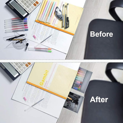 Desk Drawer Attachment, 2 Pack Pencil Organizer, Hidden Desk Organizer, Under Desk Organizer Adhesive, Pen Holder, Desk Accessories & Workspace Organizers, Pen Drawers, Drawer Tray Storage Desktop