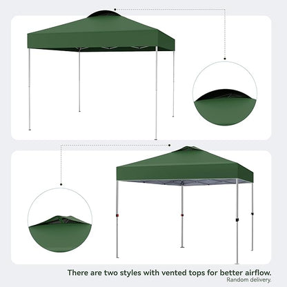 PHI VILLA Outdoor Pop up Canopy 10'x10' Tent Camping Sun Shelter-Series Party Tent, 100 Sq. Ft of Shade (Green)