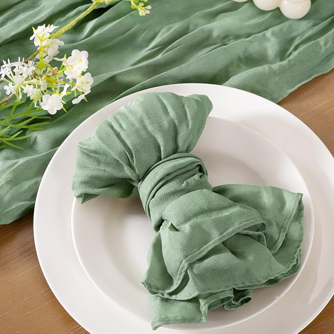 Socomi Green Cheesecloth Napkins Sage Fall Thanksgiving Cheese Cloths Gauze Set of 36 Boho Washable Dinner Table Napkins for Wedding Party Baby Shower Birthday Party Decor