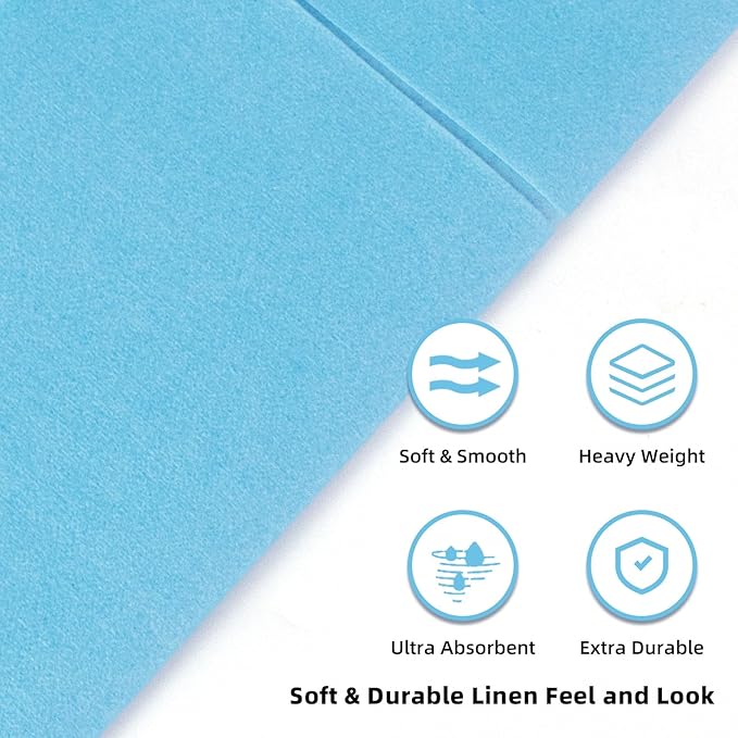 KAMMAK Light Blue Napkins Disposable with Pocket 100 Pack Cloth like Paper Dinner Napkins Folded Hand Towel for Party Decoration, Wedding Reception, Bathroon and Kitchen (16.5 x 16.5 inch)