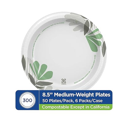 Dixie 8 1/2 Inch Medium-Weight Disposable Paper Plates, Pathways, 300 Count, Bulk Case, 6 Packs/50 Count Per Pack, (Georgia-Pacific #UX9P300)