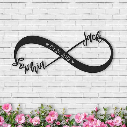 Personalized Anniversary Wedding Gifts for Couples, Metal Signs Customized with Couples Name and Date, Wedding Sign, Infinity Heart Metal Wall Decor, Engagement Bridal Shower Gifts Color04