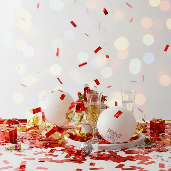 Sumind 200 Grams Gold Silver Large Metallic Confetti Rose Glitter Throwable Table Scatter Foil Confetti for Christmas Birthday Party Baby Shower Graduation Wedding Celebrations(Red)