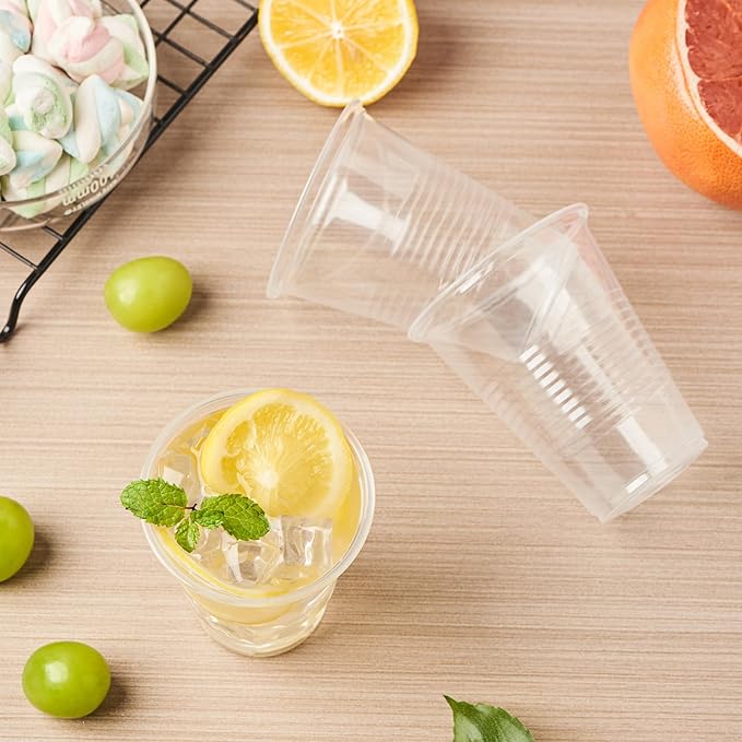 500 Count 7 oz Crystal Clear Disposable Plastic Cups Bulk PP Cups for Parties, Water, Wine, Cold Drinking (Formerly FULING)