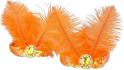 Feather Headpiece Sequins Headbands 1920s Flapper Showgirl Headpieces for Women Girls Carnival Party Accessories