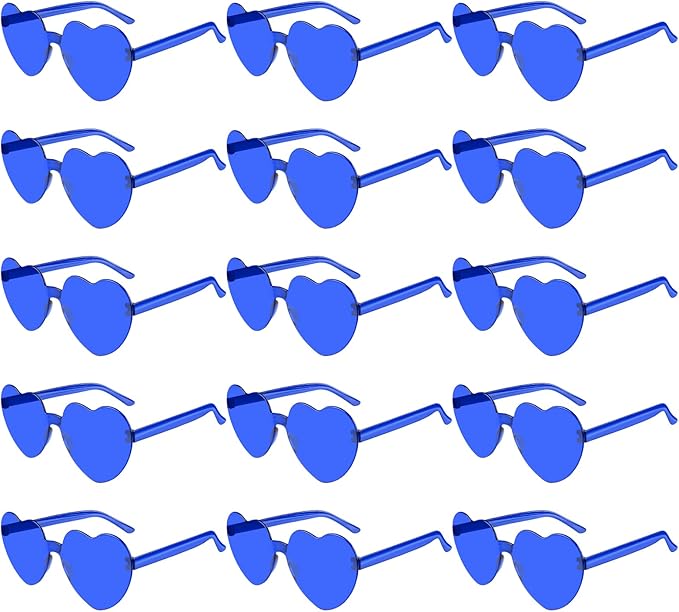 PLULON Heart Sunglasses for Women 5/12/25 Pcs, Heart Glasses Valentine Day Rimless Shaped Candy Color Fun Glasses Party Favor
