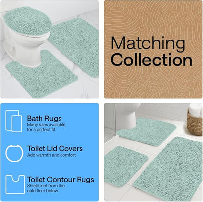 GORILLA GRIP Bathroom Rug Sets, Soft Chenille 2 Piece Area Rugs Set, Toilet Base Mat and 30x20 Carpet, Absorbent Microfiber Washable Mats Dry Quickly, Home Décor and Bath Room Accessories, Seablue
