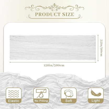 Le courant 6pcs 10Ft Cheesecloth Table Runner, Rustic Boho Gauze Cheese Cloth Runner Table Runner for Weddings Bridal Baby Shower Birthday Holiday Parties Home Decor, Lvory