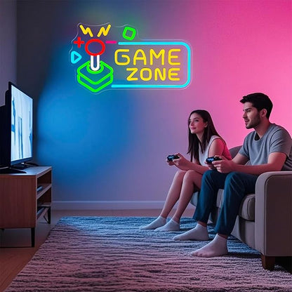 Game Zone Neon Sign for Gamer Room Decor, Gaming Light Neon Sign for Wall, Bedroom, Man Cave, Dimmable Led Neon Gaming Signs Gifts for Gamer, Boys, Teens, Men