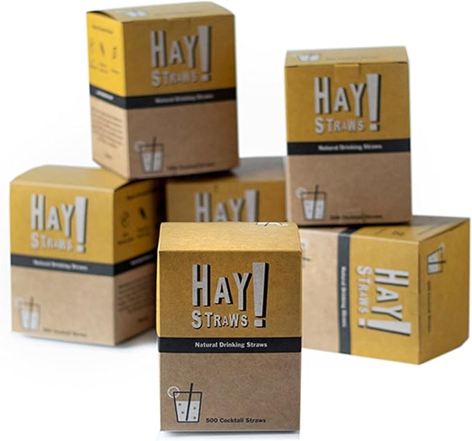 HAY! Straws® 5” Cocktail Straws | 3000ct Disposable Natural Wheat Stem Straws | Never Soggy, Neutral-Taste | 100% Biodegradable, Compostable | For Lowball Drinks and Cocktails