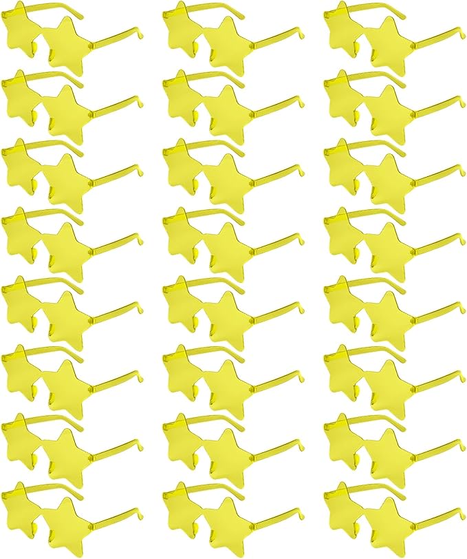 NACHLYNN 24 Pcs Rimless Star Shaped Sunglasses Yellow Pentagram Glasses Transparent Sunglasses Thanksgiving Day Party Favor