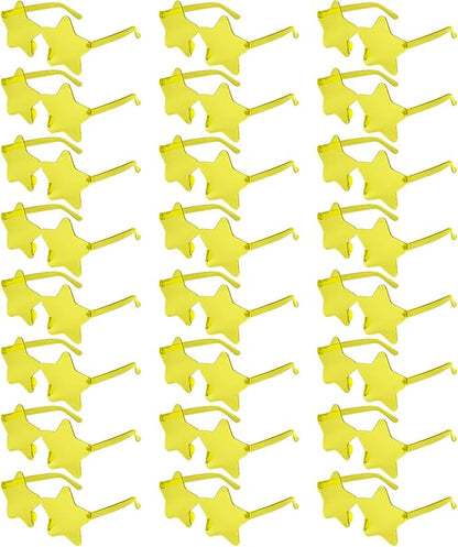 NACHLYNN 24 Pcs Rimless Star Shaped Sunglasses Yellow Pentagram Glasses Transparent Sunglasses Thanksgiving Day Party Favor