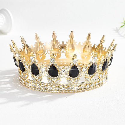 Queen Crown Rhinestone Wedding Crowns and Tiaras for Women Costume Party Hair Accessories Princess Birthday Crown Crystal Bridal Crown (Golden&black Crown)