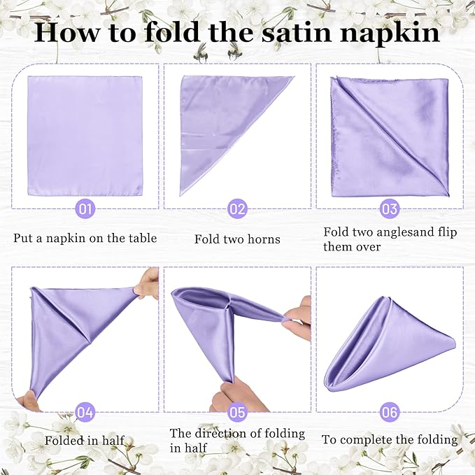 Bailarina 120 Pack Lavender Satin Napkins,17x17 Inches Wedding Napkins Square Soft Silky Table Napkins Bulk Decorative Elegant Cloth Napkin for Party Decoration, Banquet,Wedding,Graduation