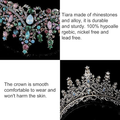 COCIDE Bronze Tiara and Crown for Women - Baroque Crystal Queen Crown - Rhinestone Princess Hair Accessories for Bride, Wedding, Birthday Party