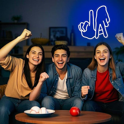 LA Baseball Neon Sign Dimmable Los Angeles Blue Gesture Neon Sign Baseball Team Neon Lights for Man Cave Garage Bar Party Dorm Game Room Wall Decor for Baseball Fans